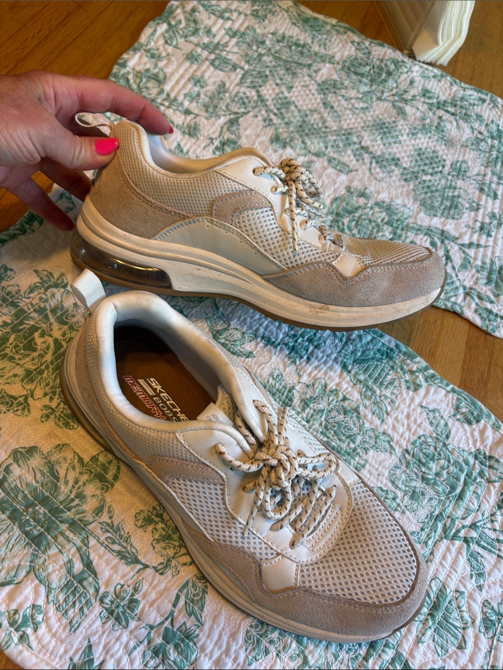 Skechers Light Tan and White Women's Athletic Sneakers